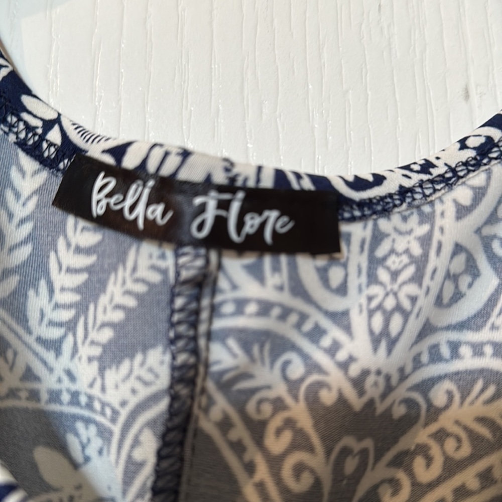 Bella Fiore Sz. S blue and white Sleeveless maxi dress, NWOT - Picture 3 of 5
